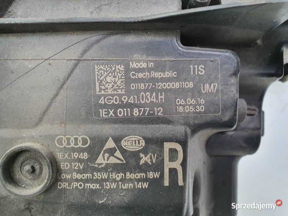 LAMPA PRAWA PRZÓD AUDI A6 C7 4G0941034H Motoryzacja Lipno sprzedam