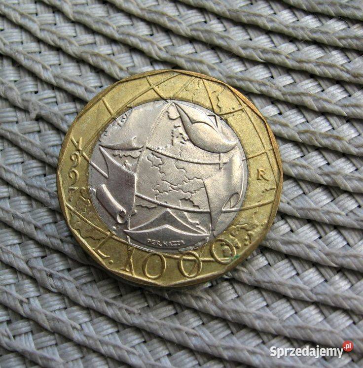 Włocy 1000 Lira 1997r mapa z NRD i RFN Numizmatyka Kalisz