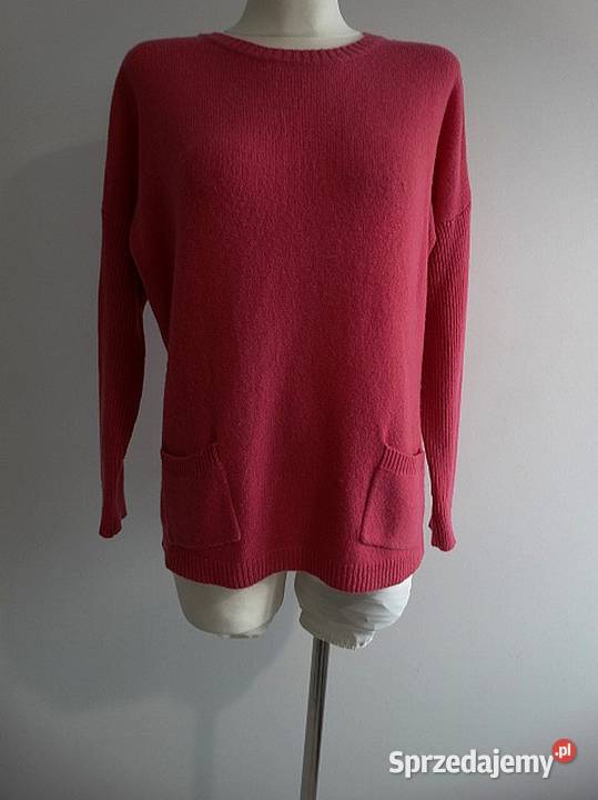 Sweter Wełniany Wełna Jagnięca Malinowy Kolor Swetry i golfy Łomża sprzedam