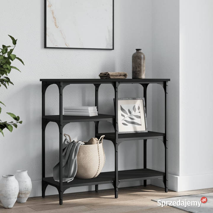 Stolik konsolowy czarny 80x29x75 materiał
