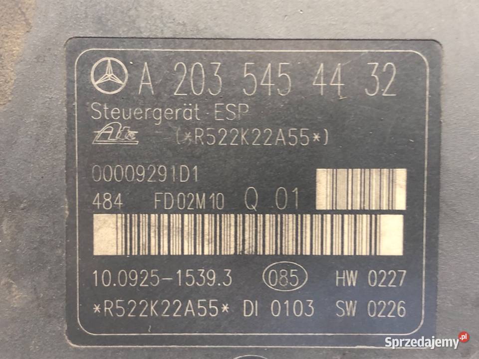 POMPA ABS MERCEDES W203 A2034311412 32 218 0007 Układ ABS i ESP podkarpackie