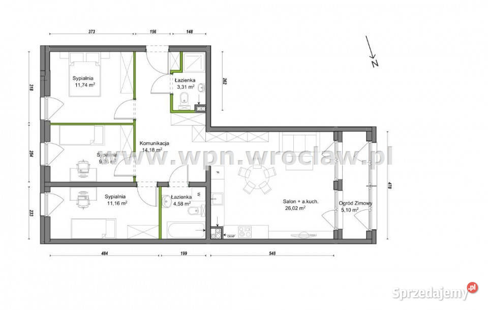 Mieszkanie 852m2 4 pokojowe Wrocław dolnośląskie