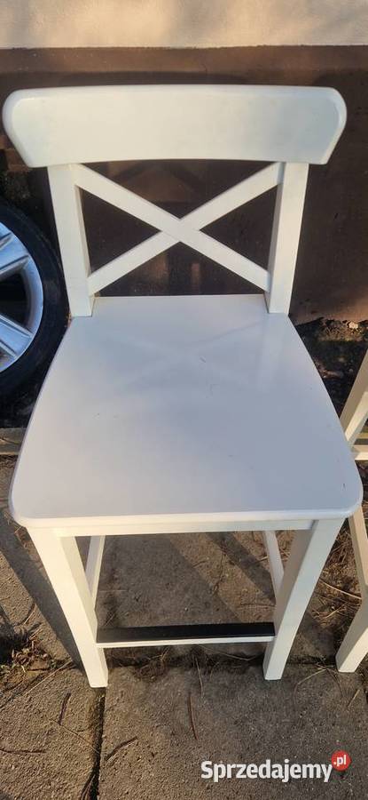 Trzy krzesła białe hoker barowe Ikea łódzkie Wielgomłyny