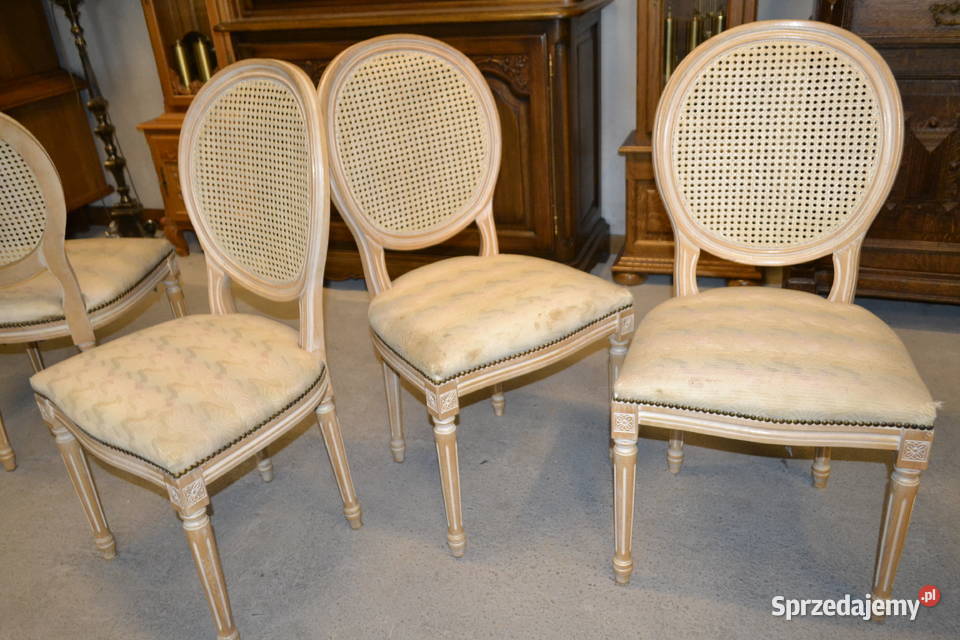 krzesła medaliony rafia 4 Meble Będzin sprzedam
