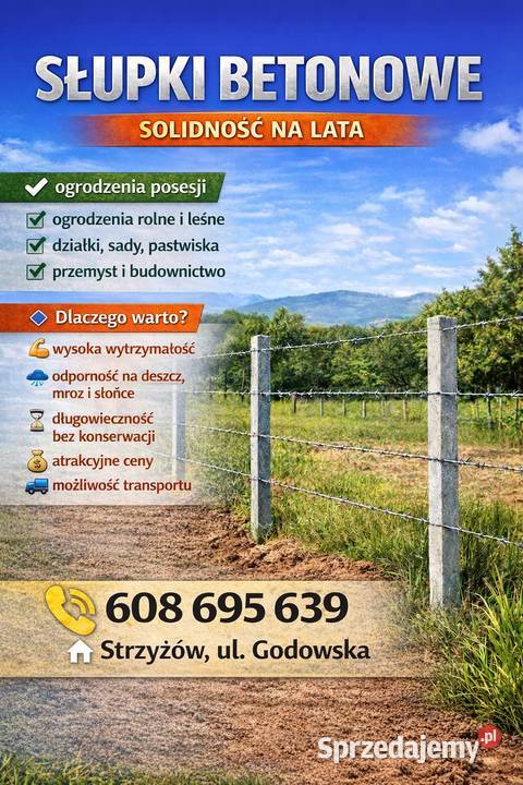 Słupek betonowy Słupki do siatki leśnej podkarpackie Strzyżów