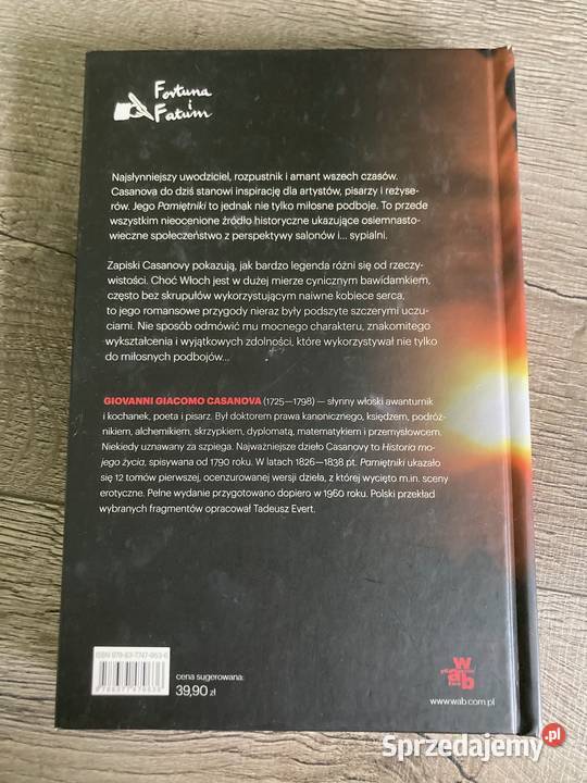 Książka autobiografia Giovanni Giacomo Casanova Nisko