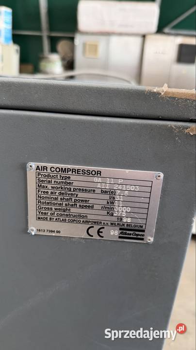 Atlas Copco GA11P kompresor śrubowy 11KW wielkopolskie Świeca sprzedam