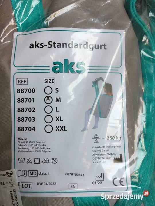 NOWA Chusta uprząż AKS do podnośnika pacjenta S śląskie Zawiercie sprzedam