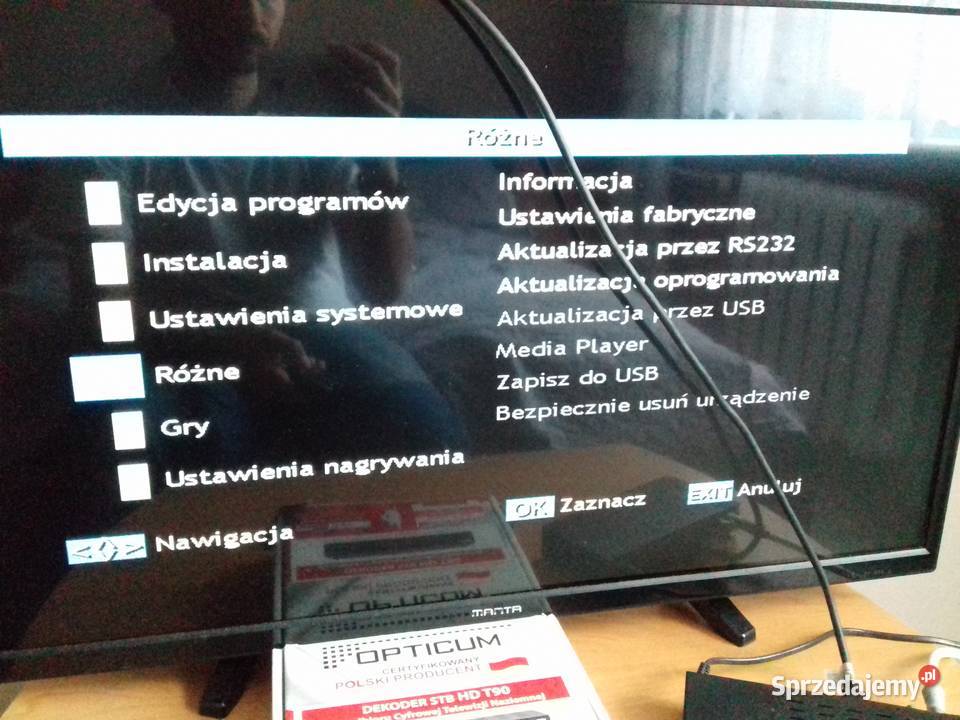 Opticum Dekoder STB HD T90 DVBT pilot HDMI TV TV i Video Bydgoszcz sprzedam