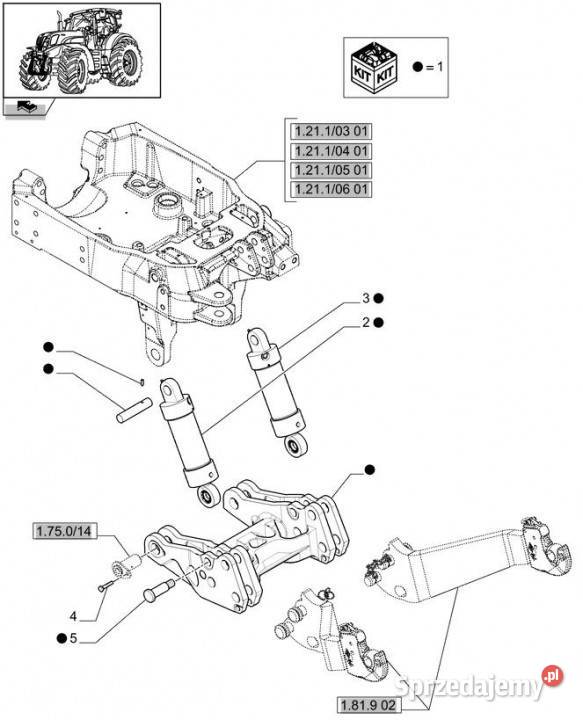Holland T6010 Siłownik podnośnika 87667286 Pozostałe Jastrzębniki