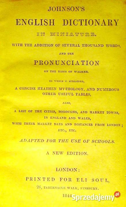 Johnsons english dictionary Londyn 1844 248 s Kraków