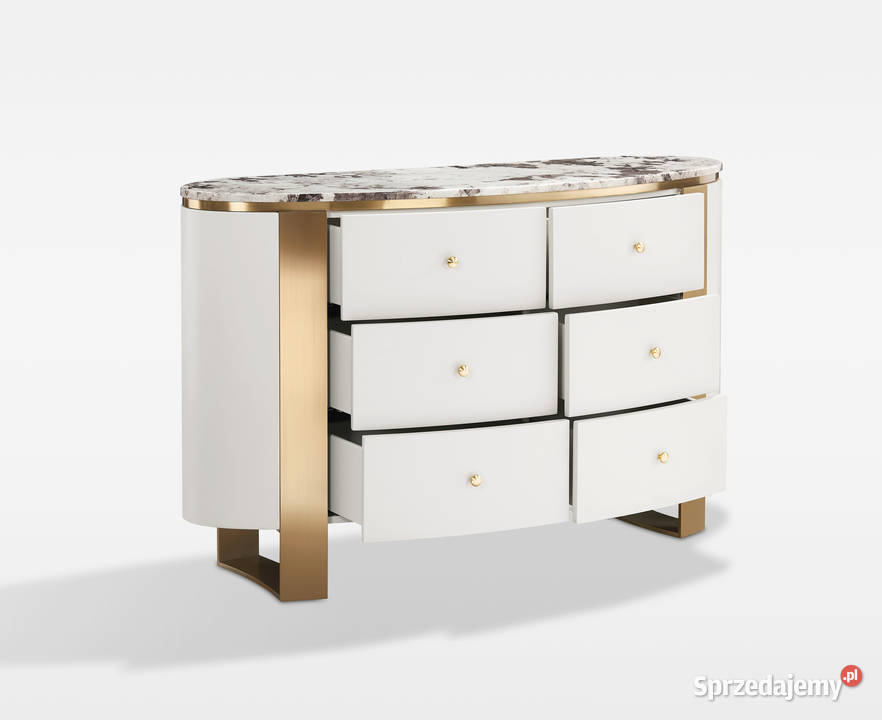Komoda biała na złotych nogach z kamiennym małopolskie