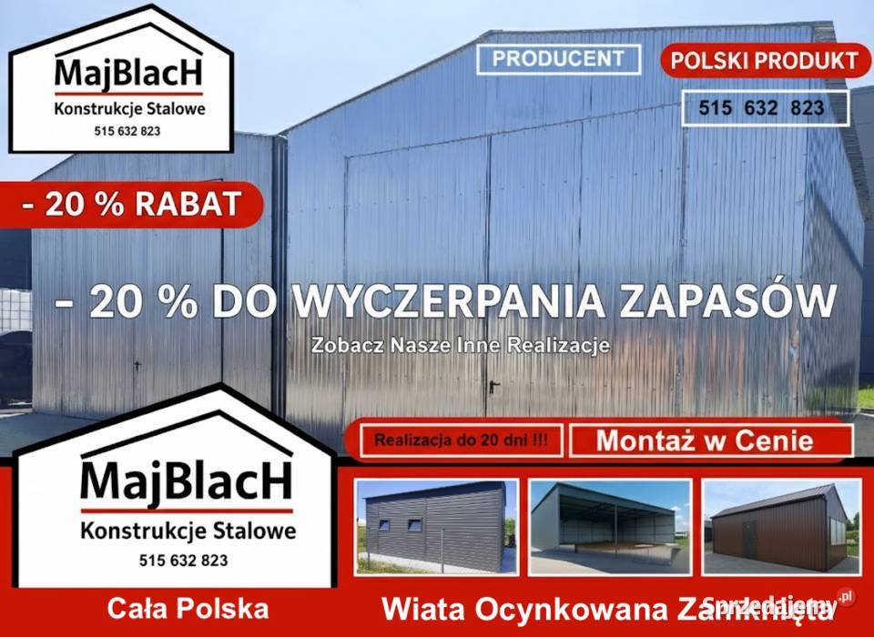 A08Garaż Blaszany Ocynkowany Wiata Hala Magazyn Nowy Sącz sprzedam