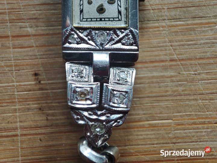 Art Deco zegarek biżuteryjny białe złoto i Warszawa sprzedam