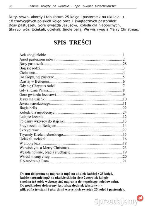 Kolędy na ukulele nuty tabulatura akordy słowa Wrocław