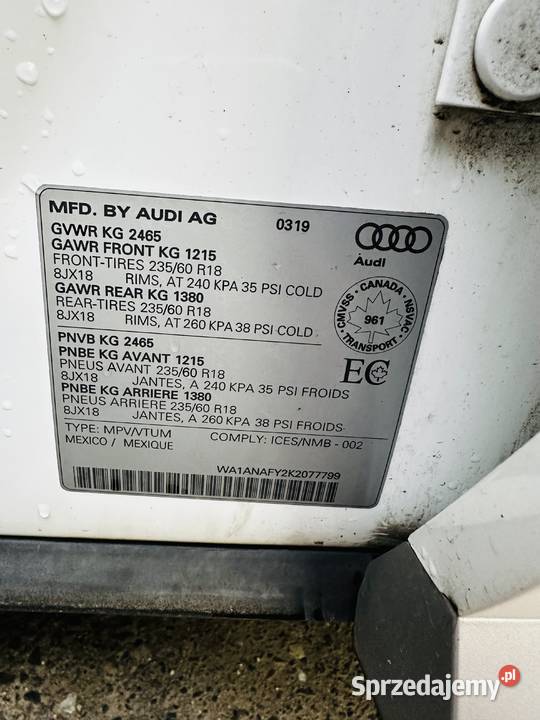 Audi Q5 FY 2019r brązowa skóra Android Auto elektrochrom. lusterko wst. Wrocław
