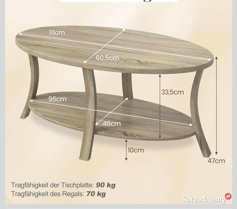Stolik kawowy owalny Błaszki sprzedam