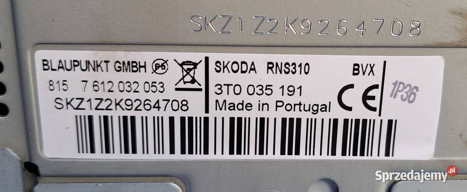 Nawigacja Radio SKODA AMUNDSEN RNS 310 3T0035191 Mielęcin sprzedam