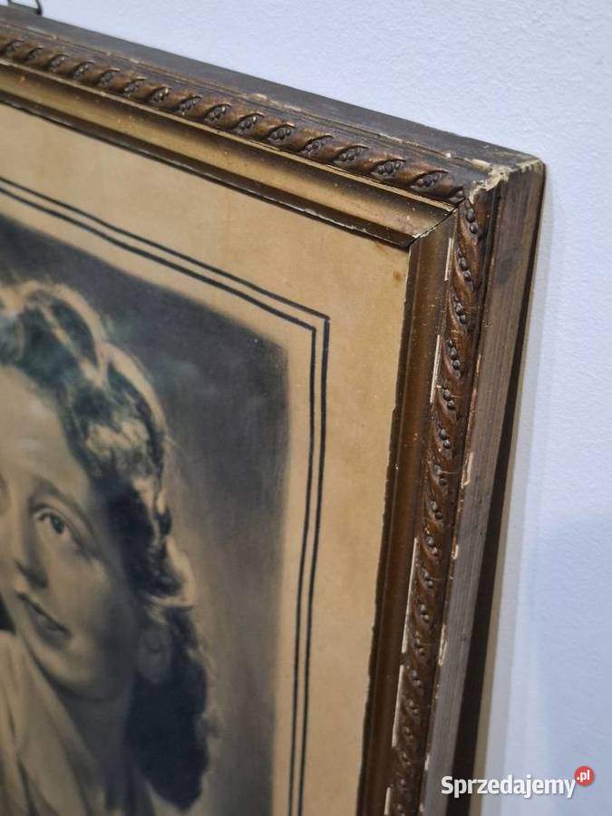 Oryginalny Portret Kobiecy 1947 Krawczyk Vintage Kraków