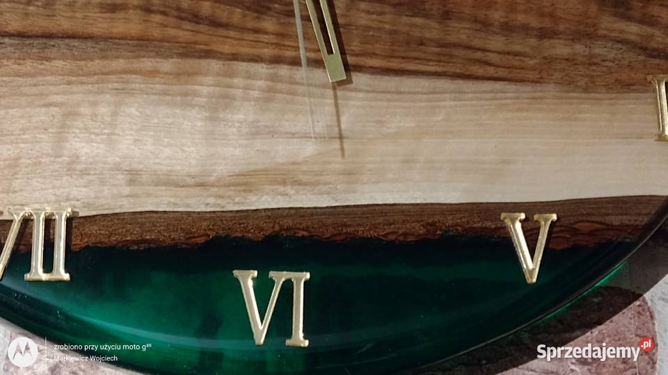 Zegar rękodzieło drewno z żywicą lubelskie sprzedam