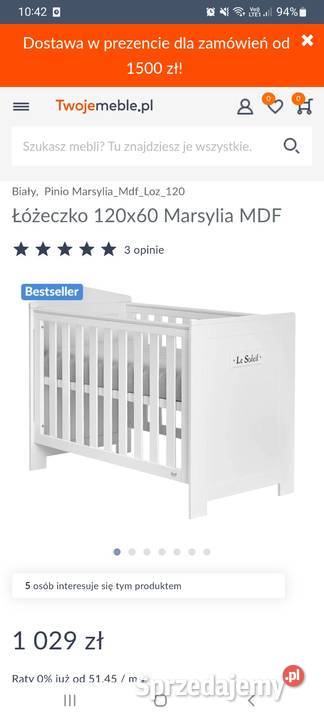 Łóżeczko dziecięce Pinio Pozostałe Skulsk sprzedam