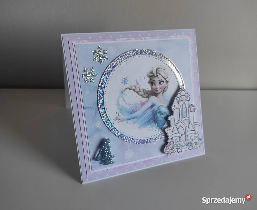 Kartka ręcznie robiona urodzinowa Kraina lodu Rękodzieło Łódź