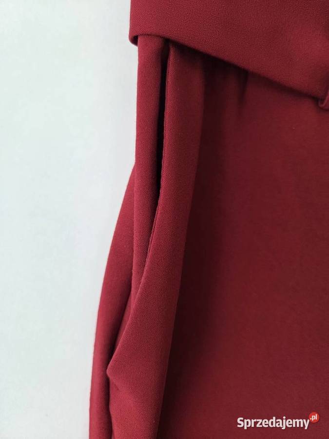 Bordowe spodnie materiałowe proste chinosy z Rychtal sprzedam