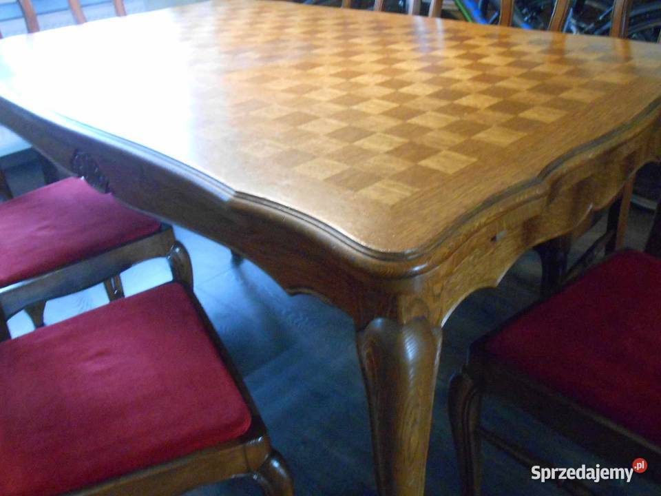 Stół dębowy rozkładany 6 krzeseł Stoły Przeźmierowo sprzedam
