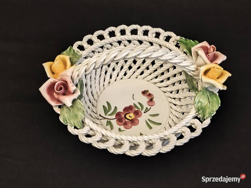 Koszyk porcelanowy ażurowy pleciony włoski Chełm