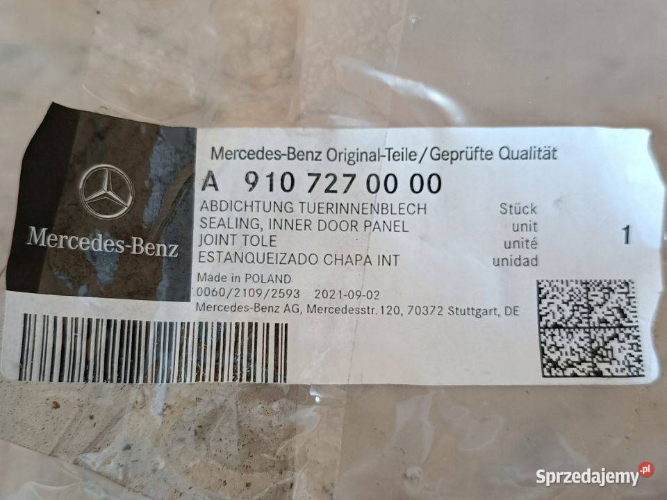 MERCEDES SPRINTER 910 USZCZELKA DRZWI LEWY PRZÓD osobowe wielkopolskie sprzedam