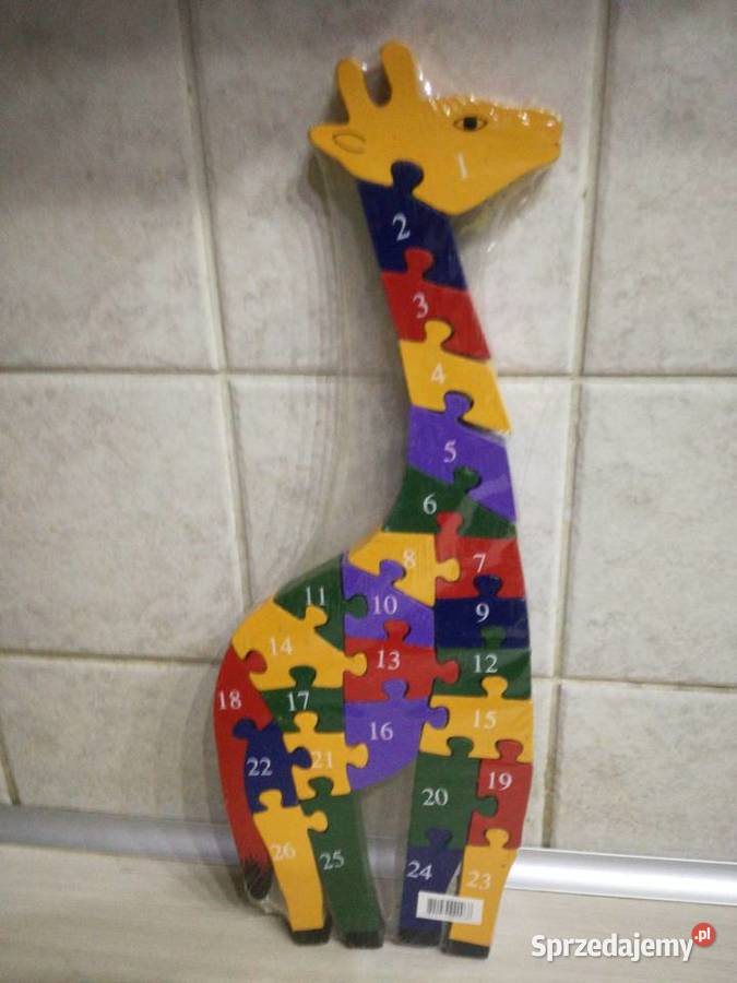 Żyrafa drewniane bloki alfabetu i cyfr 3 lata+