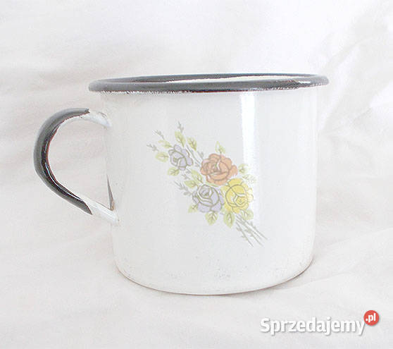 prl kubek w kwiatki emaliowany kubek prl