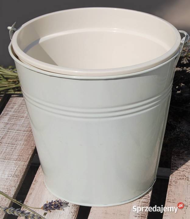 Wiaderko metalowe ceramiczny uchwyt lawenda Doniczki i osłonki Lublin sprzedam