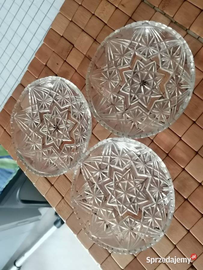 Zesraw 3 kryształowych talerzykow deserowych Kraków