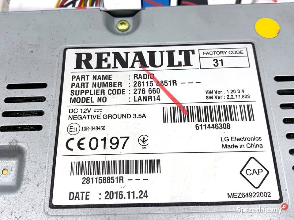 RADIO RENAULT KADJAR 281158851R ODTWARZACZ sprzedam