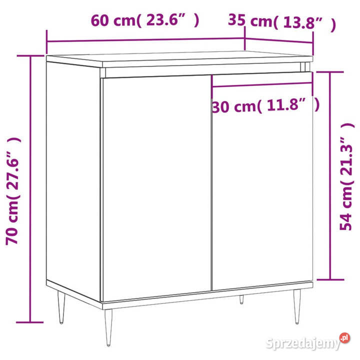 Komoda przydymiony dąb 60x35x70 materiał Warszawa