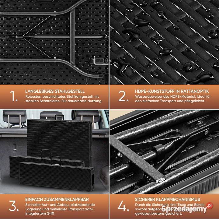 ZESTAW OGRODOWY STÓŁ 2 ŁAWKI SKŁADANY Z Kalety