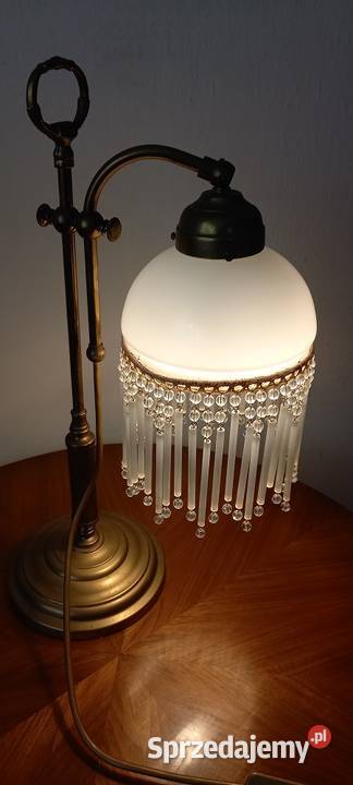 Stara mosiężna lampa z ruchomym ramieniem klosz