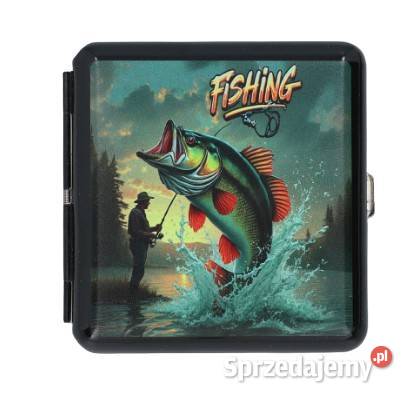 Metalowa Papierośnica z Nadrukiem Wędkarza Ostrowy nad Okszą
