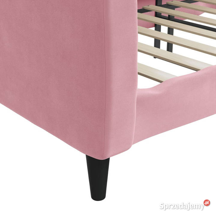 Sofa z funkcją spania różowa obita aksamitem Warszawa