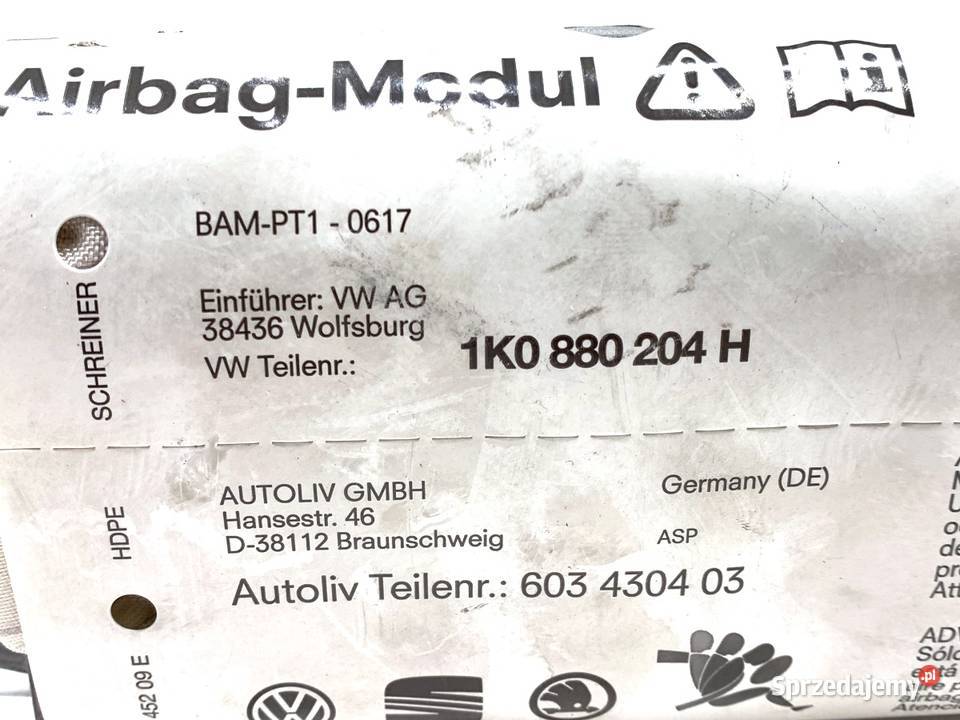 PODUSZKA POWIETRZNA PASAŻERA SKODA OCTAVIA II