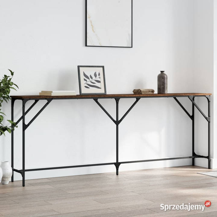 Stolik konsolowy brązowy dąb 200x29x75 WM837781 Stoły Warszawa