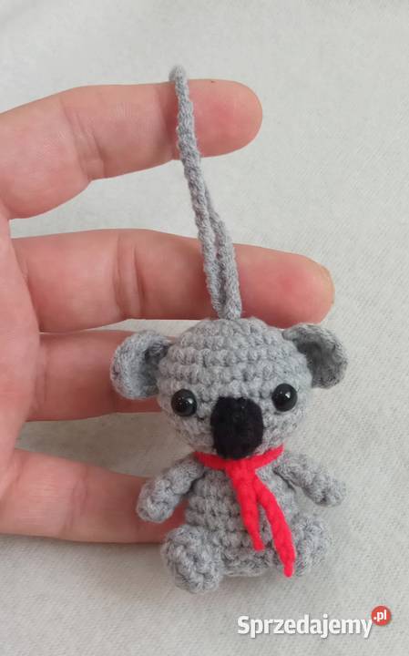 Miś koala wykonany na szydełku brelok zawieszka Łask sprzedam