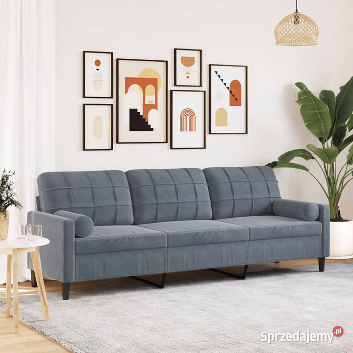 3osobowa sofa z poduszkami ciemnoszara 210 Warszawa