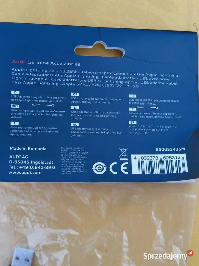 Przewód kabel kątowy do telefonu Apple Audi małopolskie