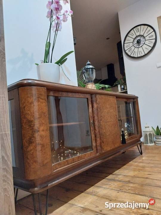 Przedwojenna retro komoda witryna drewniana Gdańsk