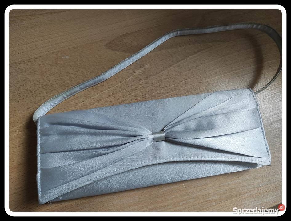 Srebrna torebka kopertówka z kokardą 26 x 115 11.5cm Torby i torebki mazowieckie Płock