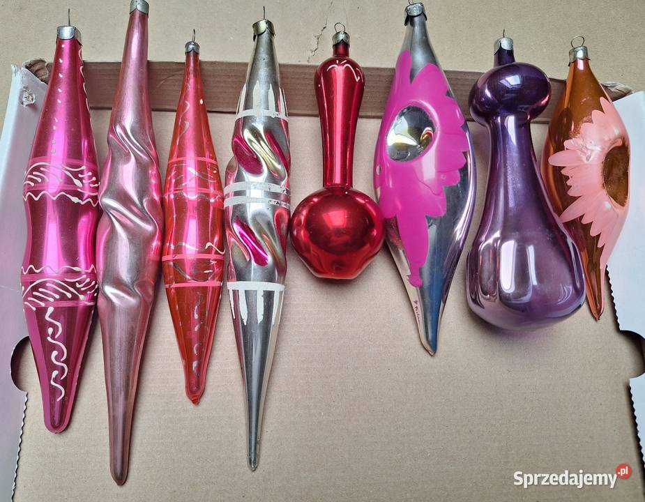 Bombka PRL stara kształtka na choinkę zestaw Boże Narodzenie Kalisz