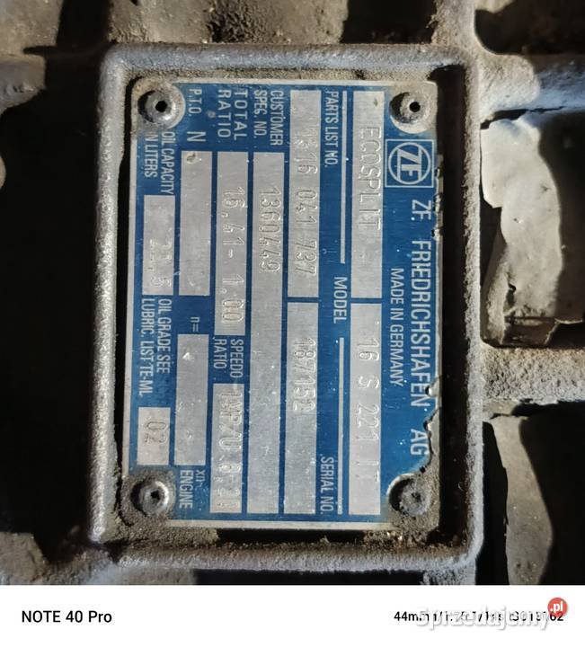 Skrzynia biegów zf ecosplit 16s221it Zbydniów