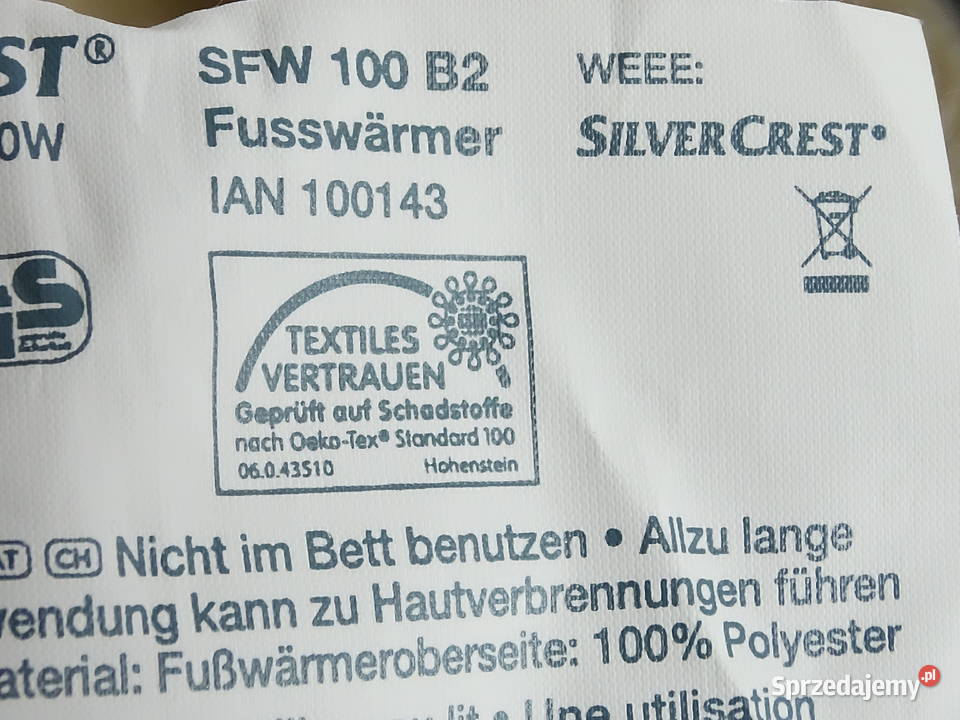 Elektryczny Ogrzewacz Stóp Silvercrest SFW 100 Pozostałe Biłgoraj